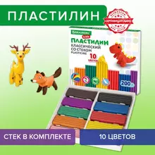 Пластилин классический Brauberg Kids 10 цветов 200 г. со стеком