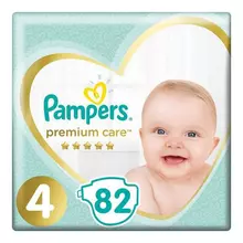 Подгузники 82 шт. PAMPERS (Памперс) Premium Care, размер 4 (9-14 кг.) 