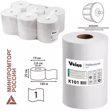 Полотенца бумажные рулонные 180 м. VEIRO (Система H1) BASIC 1-слойные цвет натуральный комплект 6 рулонов