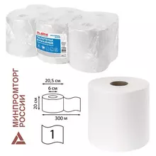 Полотенца бумажные с центральной вытяжкой 300 м. Laima (Система M2) Universal WHITE, 1-слойные, белые, комплект 6 рулонов