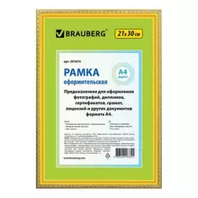 Рамка 21х30 см. пластик багет 16 мм. Brauberg "HIT5" золото стекло