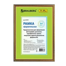 Рамка 21х30 см. пластик багет 16 мм. Brauberg "HIT5" красное дерево с двойной позолотой стекло