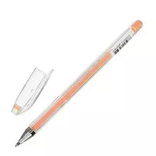 Ручка гелевая Crown "Hi-Jell Pastel" оранжевая ПАСТЕЛЬ узел 08 мм.
