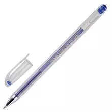 Ручка гелевая Crown "Hi-Jell" синяя корпус прозрачный узел 05 мм.
