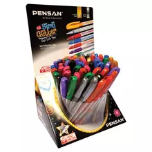 Ручка гелевая Pensan "Glitter Gel" ассорти чернила с блестками узел 1 мм.