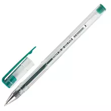 Ручка гелевая Staff "Basic" GP-789 зеленая корпус прозрачный хромированные детали узел 05 мм.
