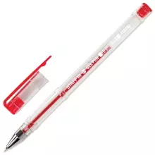 Ручка гелевая Staff "Basic" GP-789 красная корпус прозрачный хромированные детали узел 05 мм.
