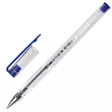 Ручка гелевая Staff "Basic" GP-789 синяя корпус прозрачный хромированные детали узел 05 мм.