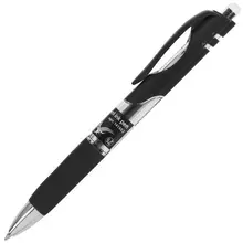 Ручка гелевая автоматическая с грипом Brauberg "Black Jack" черная трехгранная узел 07 мм.