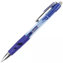 Ручка гелевая автоматическая с грипом Brauberg "Officer", синяя, корпус тонированный синий, узел 0,5 мм.