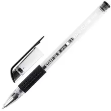 Ручка гелевая с грипом Staff "Everyday" GP-192 черная корпус прозрачный узел 05 мм.