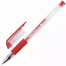 Ручка гелевая с грипом Staff "Everyday" GP-193 красная корпус прозрачный узел 05 мм.
