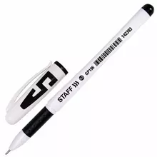 Ручка гелевая с грипом Staff "Manager" GP-196 черная корпус белый игольчатый узел 05 мм.