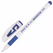 Ручка гелевая с грипом Staff "Manager" GP-197 синяя корпус белый игольчатый узел 05 мм.