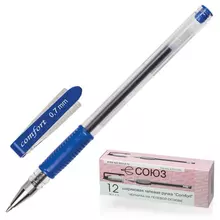 Ручка гелевая с грипом СОЮЗ "Comfort" синяя корпус прозрачный узел 07 мм.