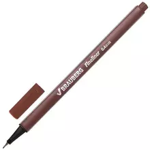 Ручка капиллярная (линер) Brauberg "Aero" коричневая трехгранная металлический наконечник линия письма 04 мм.
