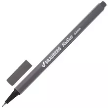 Ручка капиллярная (линер) Brauberg "Aero" серая трехгранная металлический наконечник линия письма 04 мм.