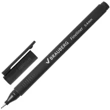 Ручка капиллярная (линер) Brauberg "Carbon" черная металлический наконечник трехгранная линия письма 04 мм.