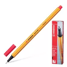 Ручка капиллярная (линер) Stabilo "Point 88" НЕОНОВАЯ красная корпус оранжевый линия письма 04 мм.