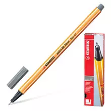 Ручка капиллярная (линер) Stabilo "Point 88" ТЕМНО-СЕРАЯ корпус оранжевый линия письма 04 мм.