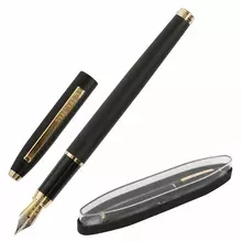 Ручка подарочная перьевая Brauberg "Brioso" синяя корпус черный с золотистыми деталями