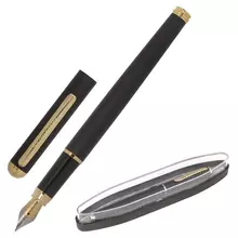 Ручка подарочная перьевая Brauberg "Maestro" синяя корпус черный с золотистыми деталями