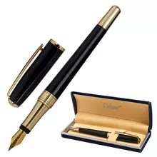 Ручка подарочная перьевая Galant "LUDUS" корпус черный детали золотистые узел 08 мм.