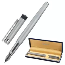 Ручка подарочная перьевая Galant "SPIGEL" корпус серебристый детали хромированные узел 08 мм.
