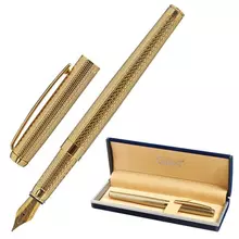 Ручка подарочная перьевая Galant "VERSUS" корпус золотистый детали золотистые узел 08 мм. синяя