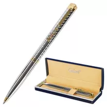 Ручка подарочная шариковая Galant "Barendorf" корпус серебристый с гравировкой золотистые детали пишущий узел 07 мм. синяя