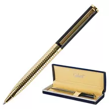 Ручка подарочная шариковая Galant "Black Melbourne" корпус золотистый с черным золотистые детали пишущий узел 07 мм. синяя