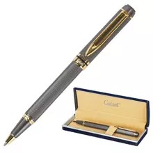 Ручка подарочная шариковая Galant "Dark Chrome" корпус матовый хром золотистые детали пишущий узел 07 мм. синяя