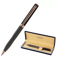 Ручка подарочная шариковая Galant "FACTURA" корпус черный/оружейный металл детали розовое золото узел 07 мм. синяя