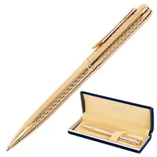 Ручка подарочная шариковая Galant "Graven Gold" корпус золотистый с гравировкой золотистые детали пишущий узел 07 мм. синяя