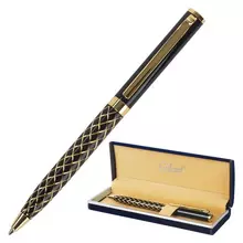 Ручка подарочная шариковая Galant "Klondike" корпус черный с золотистым золотистые детали пишущий узел 07 мм. синяя