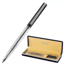 Ручка подарочная шариковая Galant "Landsberg" корпус серебристый с черным хромированные детали пишущий узел 07 мм. синяя