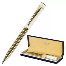 Ручка подарочная шариковая Galant "Mont Pelerin" корпус золотистый с белым золотистые детали пишущий узел 07 мм. синяя