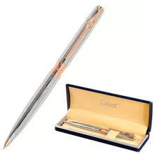 Ручка подарочная шариковая Galant "NUANCE SILVER" корпус серебристый детали розовое золото узел 07 мм. синяя