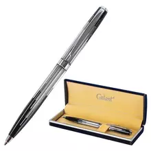 Ручка подарочная шариковая Galant "Offenbach" корпус серебристый с черным хромированные детали пишущий узел 07 мм. синяя