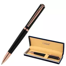 Ручка подарочная шариковая Galant "PUNCTUM BLACK" корпус черный детали розовое золото узел 07 мм. синяя