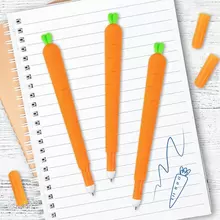 Ручка фигурная шариковая Юнландия "Морковка" мягкий силиконовый корпус синяя пишущий узел 07 мм.