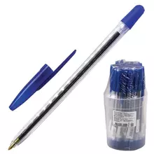 Ручка шариковая "111" синяя корпус прозрачный узел 12 мм.