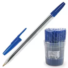 Ручка шариковая "Оптима" синяя корпус прозрачный узел 12 мм.