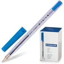 Ручка шариковая Staedtler "Stick Document" синяя корпус прозрачный узел 12 мм.