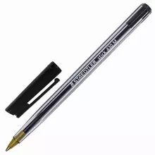 Ручка шариковая Staedtler (Германия) "Stick" черная корпус прозрачный узел 1 мм.