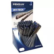 Ручка шариковая масляная Pensan "My-Tech" синяя дисплей игольчатый узел 07 мм.