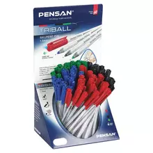 Ручка шариковая масляная Pensan "Triball Colored" классические цвета ассорти дисплей