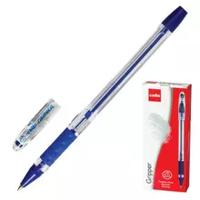 Ручка шариковая масляная с грипом CELLO "Gripper" синяя корпус прозрачный узел 05 мм.