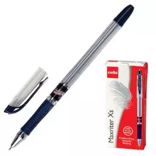 Ручка шариковая масляная с грипом CELLO "Maxriter XS" синяя корпус прозрачный узел 07 мм.