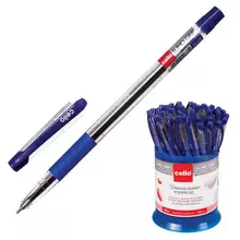 Ручка шариковая масляная с грипом CELLO "Slimo Grip" синяя корпус прозрачный узел 07 мм.
